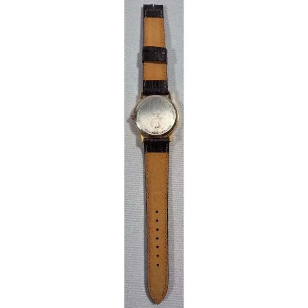 VTG Armitron Quartz Watch Women Moon Phase Gold Tone Leather Analog New Battery